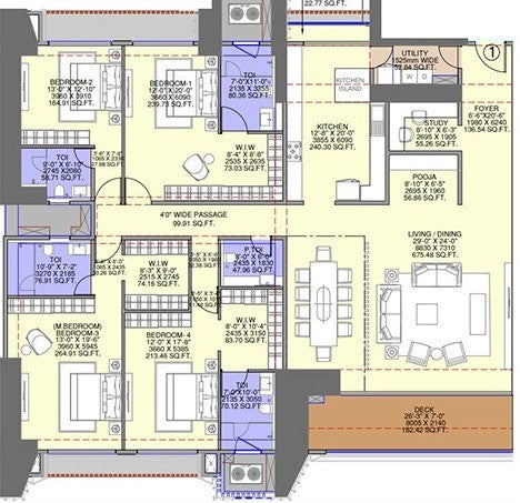 4 BHK floor plan
