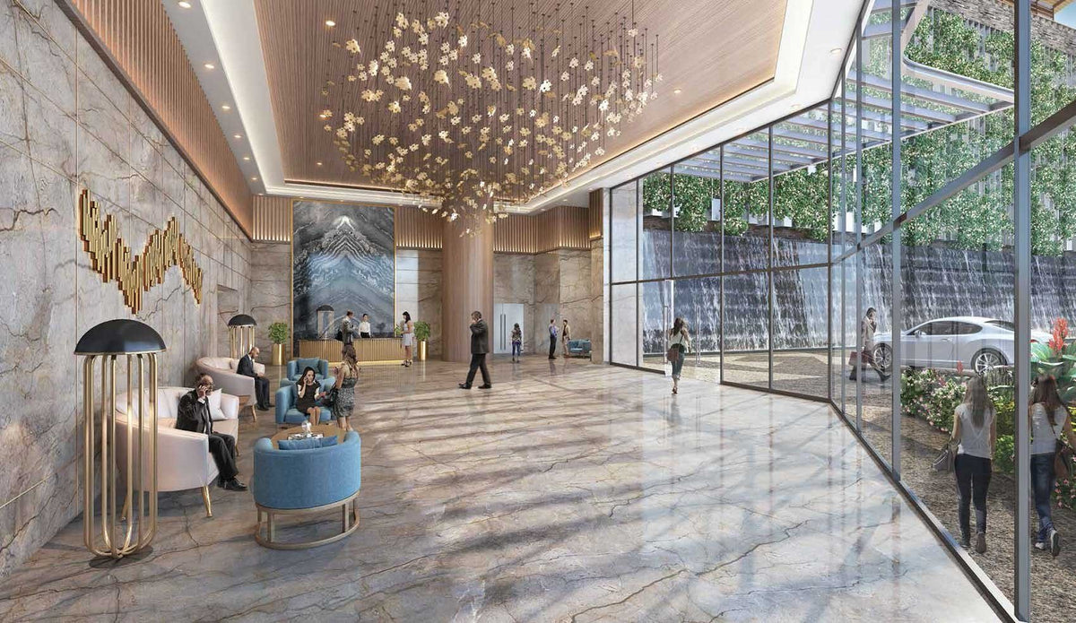 Double-height lobby