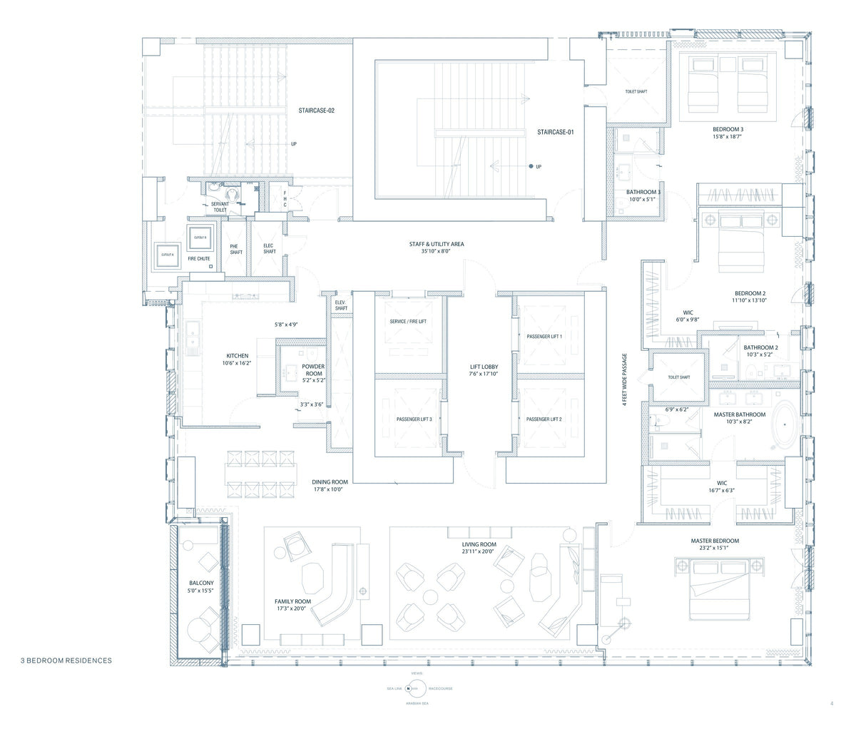 3 BHK Simplex floor plan