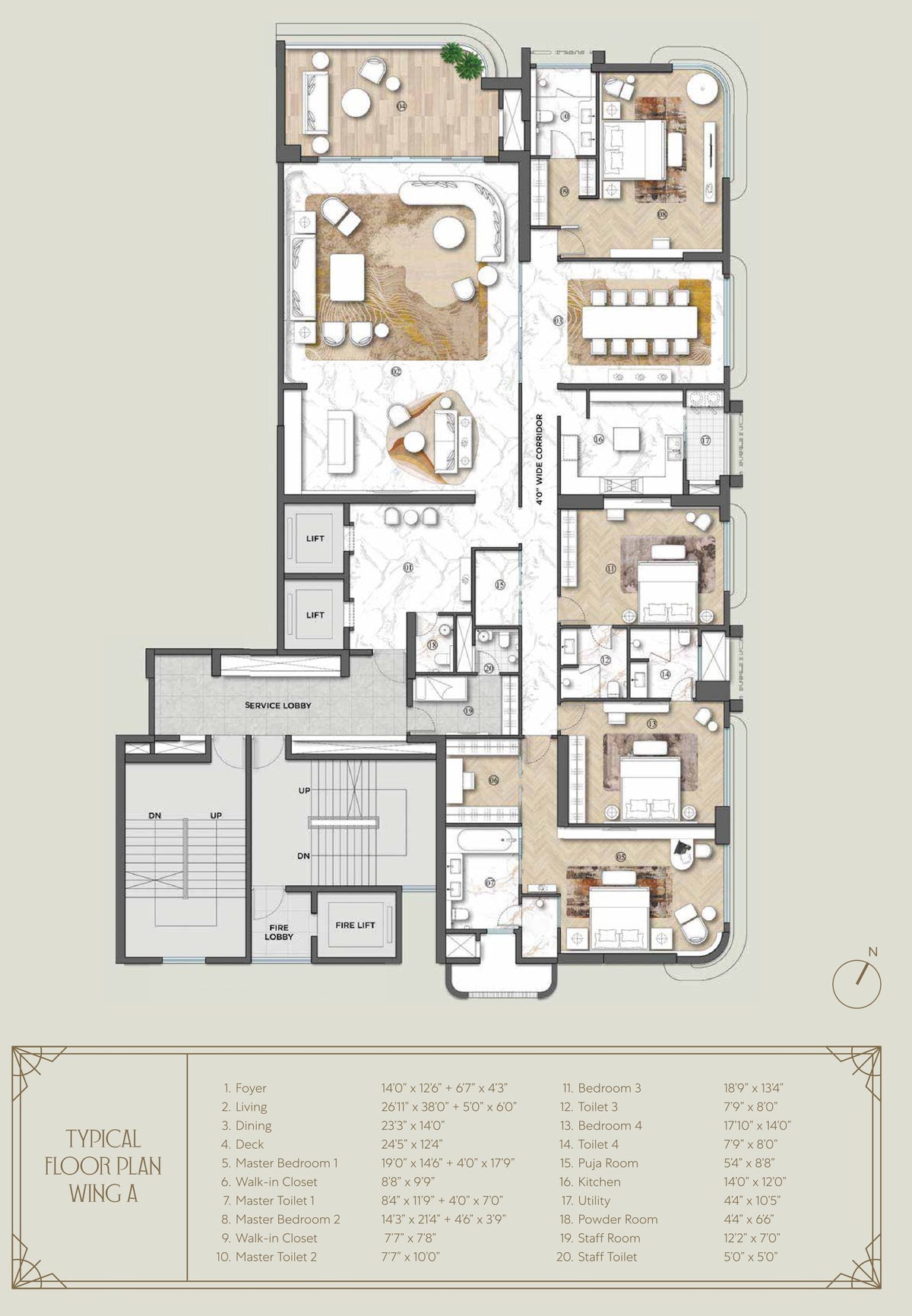 Typical Floor, Wing A floor plan