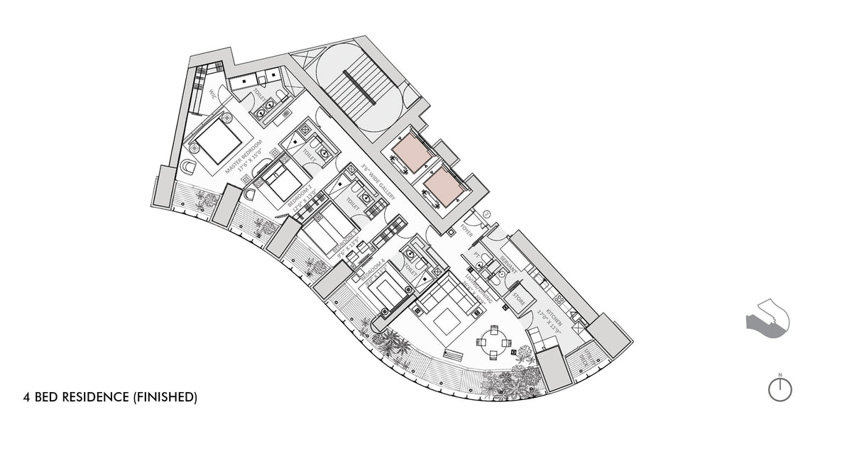 4 BHK · E2 floor plan