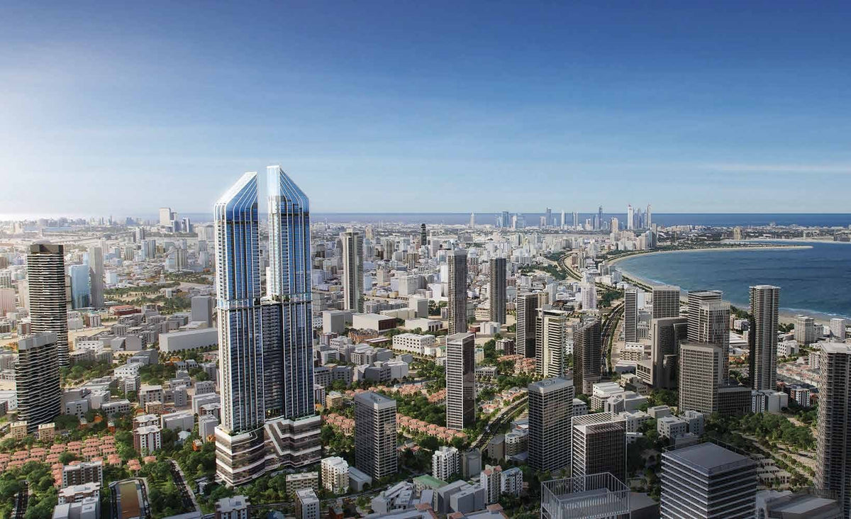 Towers above Marine Drive