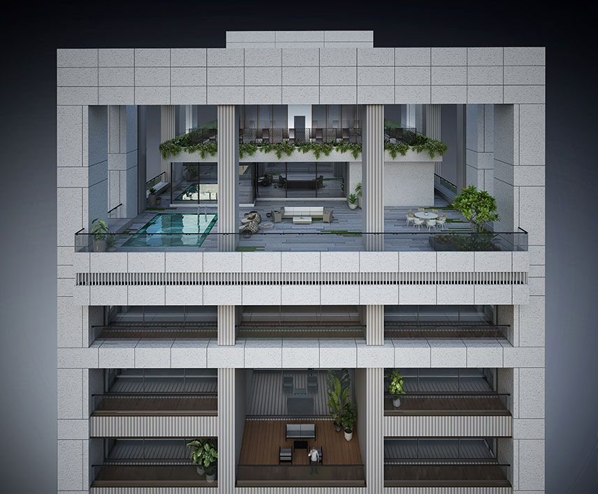 Duplex with private deck